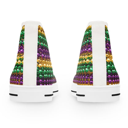 Mardi Gras Bead Print High-Top Sneakers for Women