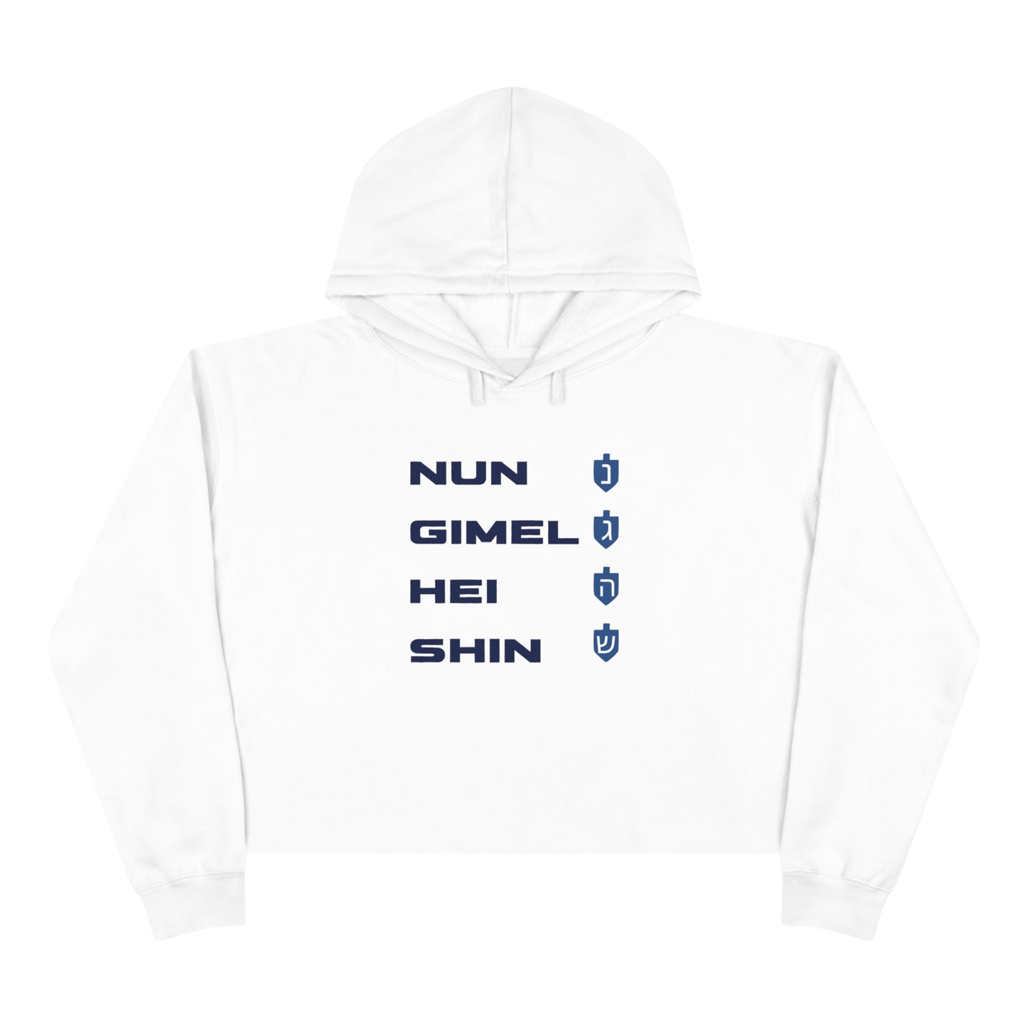 "Nun Gimel Hei Shin" Cropped Hanukkah Hoodie