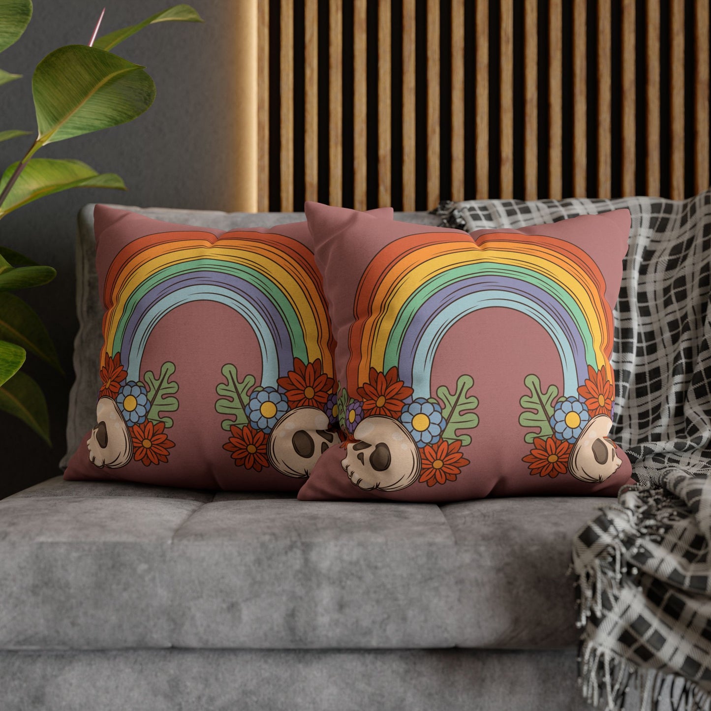 Rainbows & Skulls - Halloween Pillow Cover