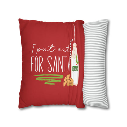 "I Put Out for Santa" Christmas Pillow Cover, Red