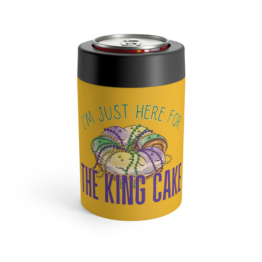 "I'm Just Here For The King Cake" Mardi Gras Can Cooler