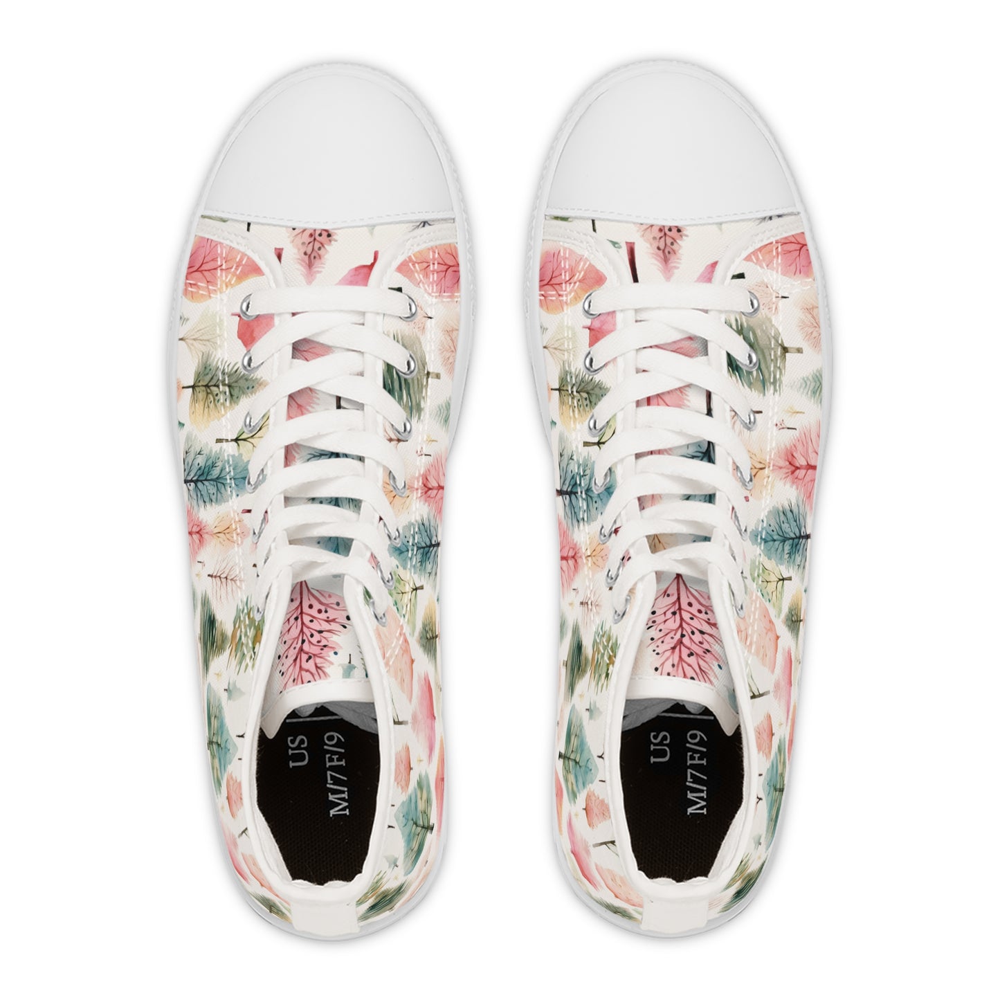 Watercolor Winter Trees - Women's High Top Christmas Sneakers