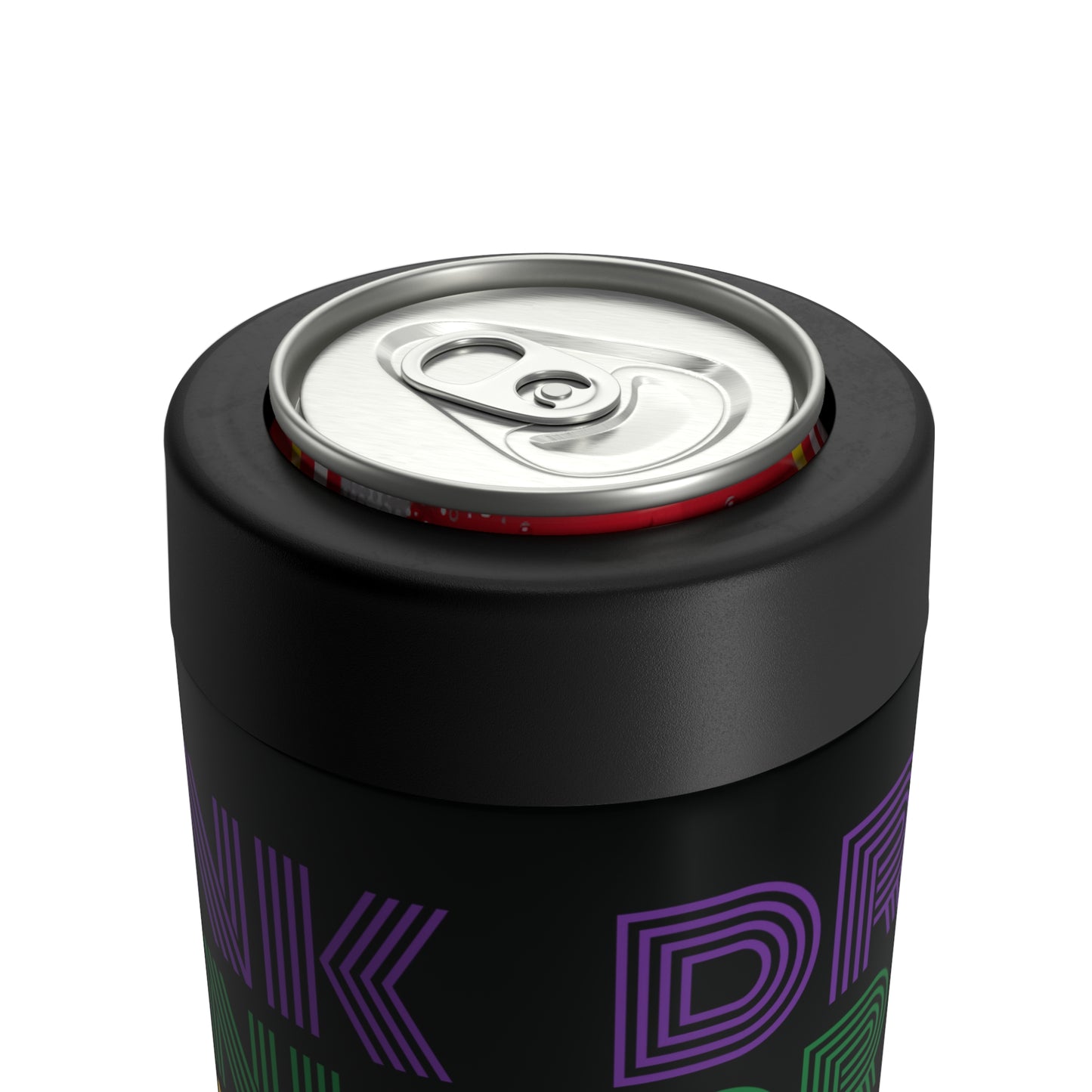 "Drink Drank Drunk" Mardi Gras Can Cooler