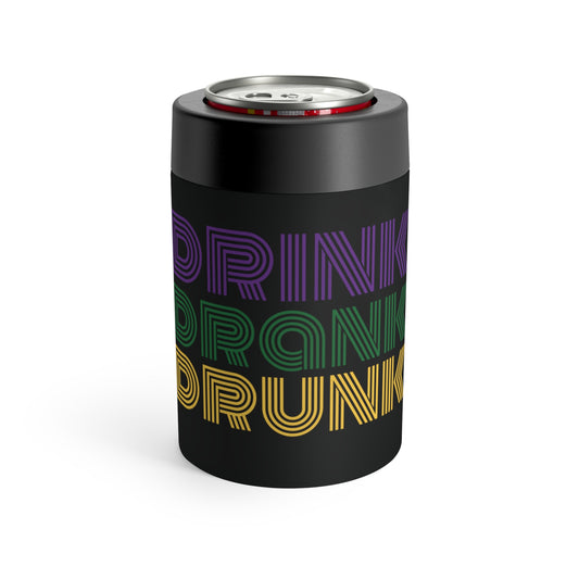 "Drink Drank Drunk" Mardi Gras Can Cooler