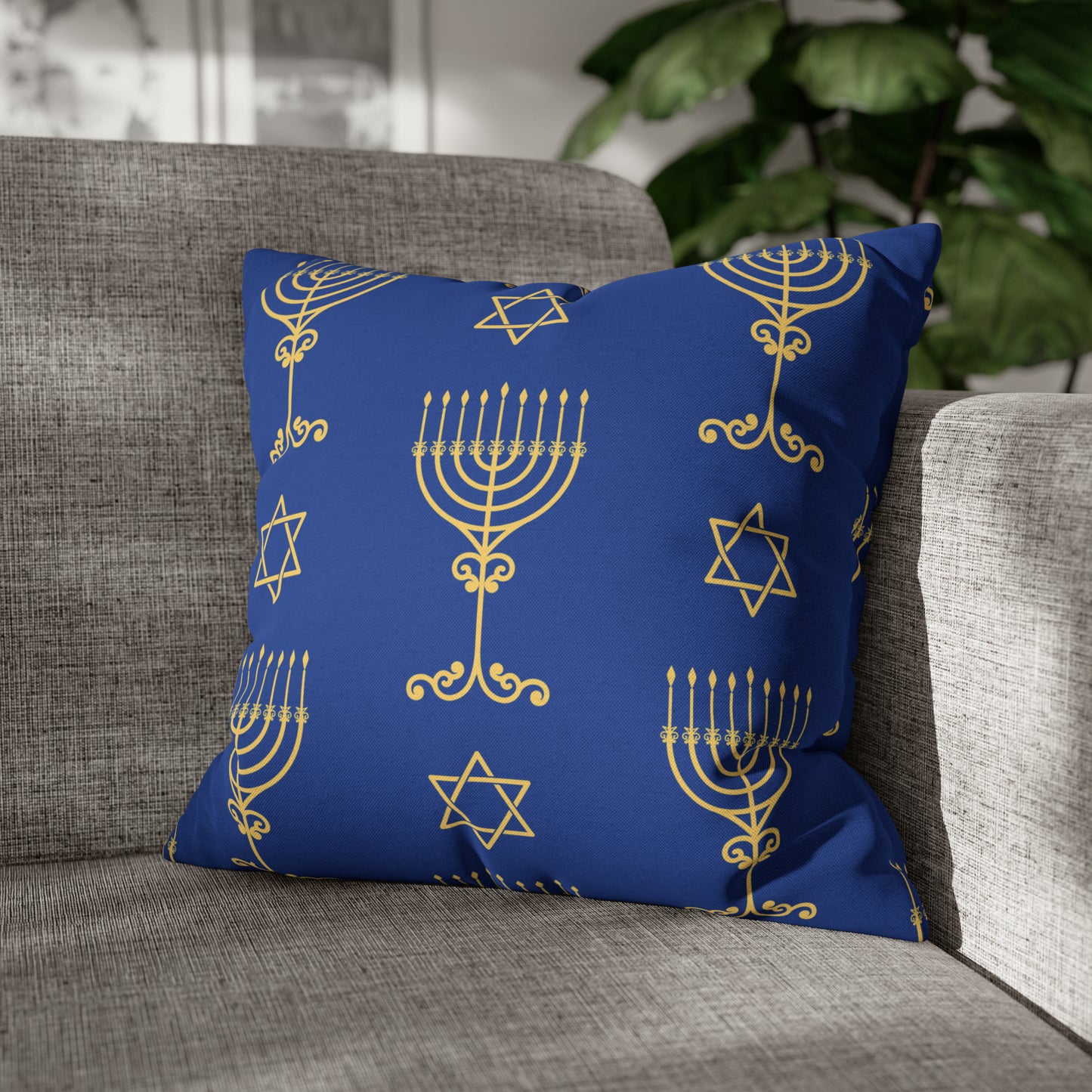 Menorah Pattern Hanukkah Pillow Cover