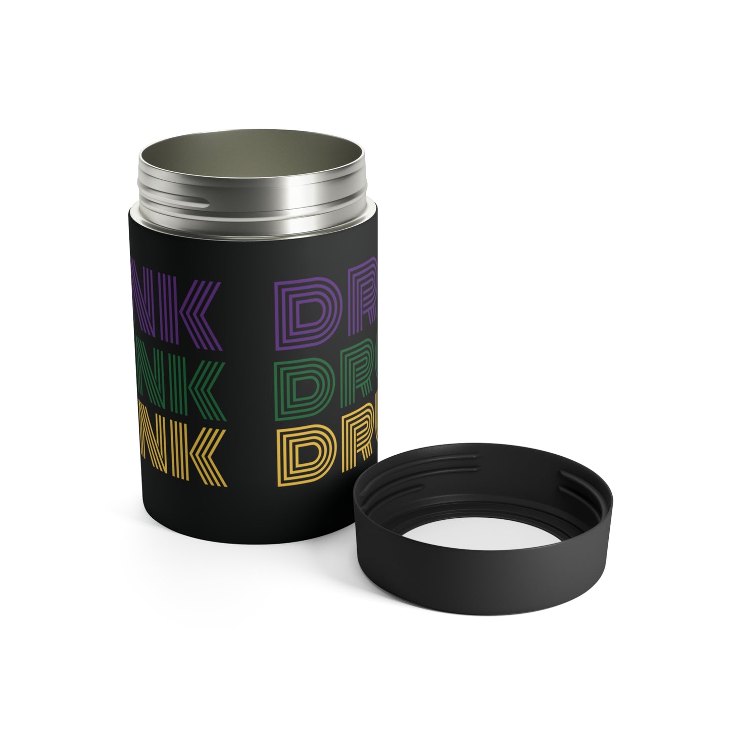 "Drink Drank Drunk" Mardi Gras Can Cooler