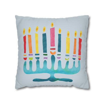 Watercolor Menorah Hanukkah Pillow Cover