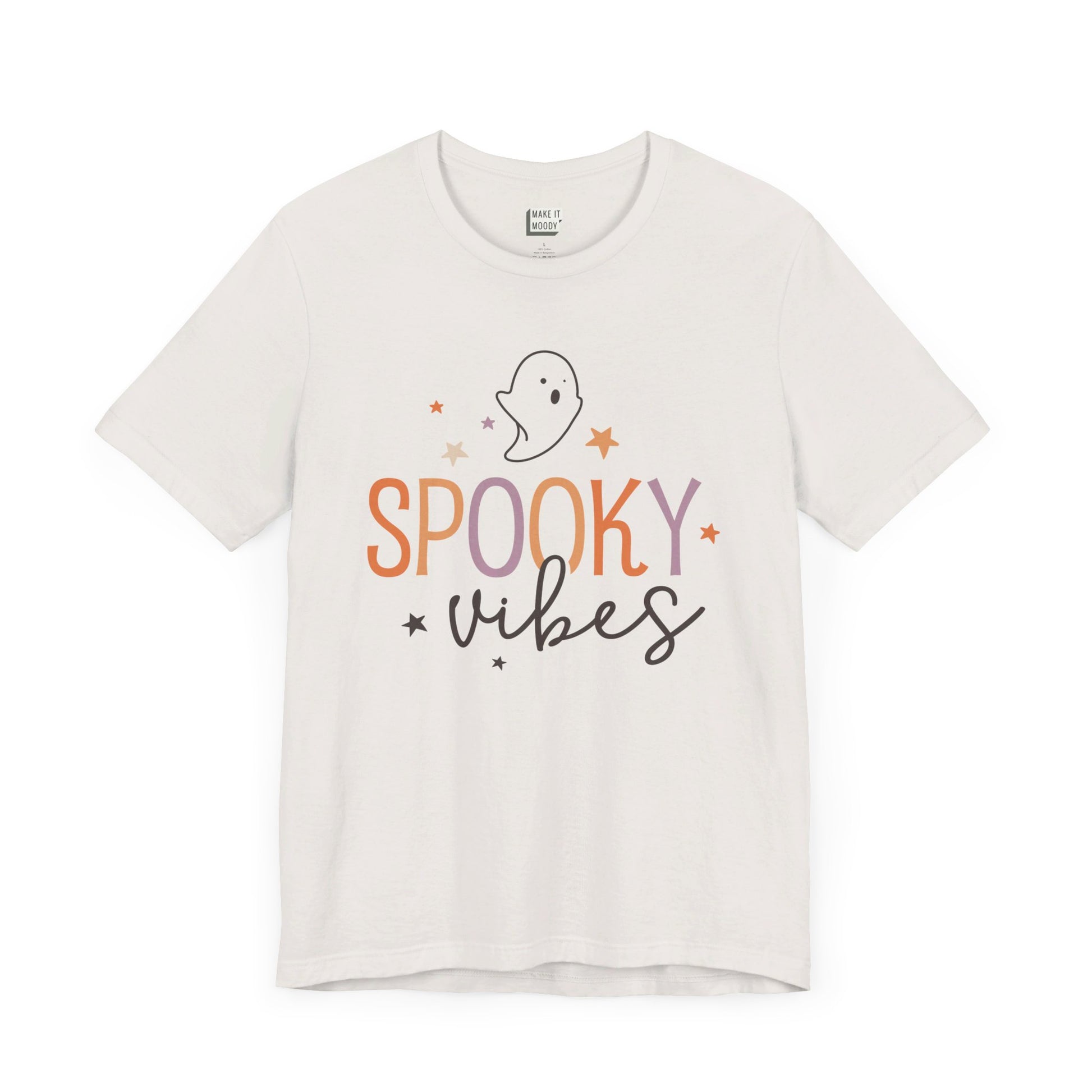 vintage white halloween t-shirt that says spooky vibes