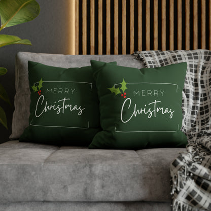 "Merry Christmas" Minimalist Christmas Pillow Cover, Green