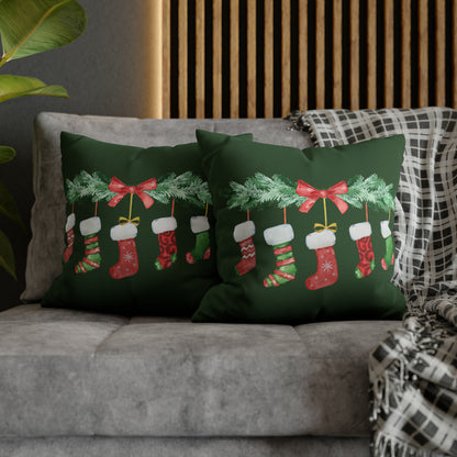 Stockings Christmas Pillow Cover, Green