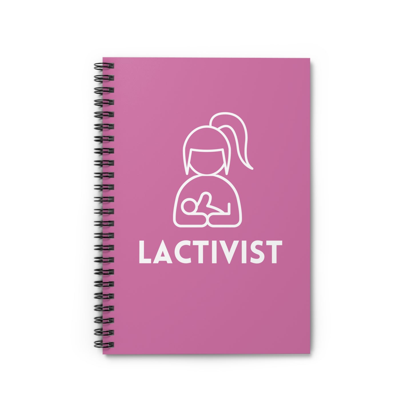 Breastfeeding Spiral Lined Notebook that says lactivist on the cover