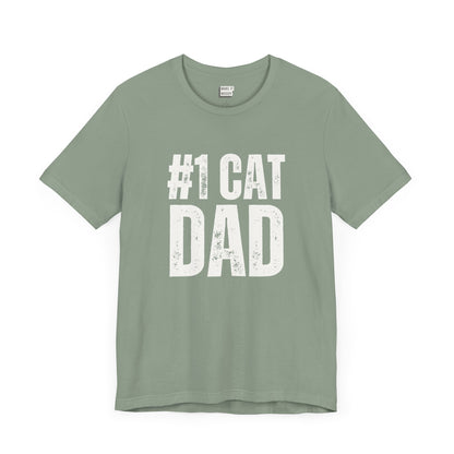 funny t shirt that says #1 cat dad in bold lettering