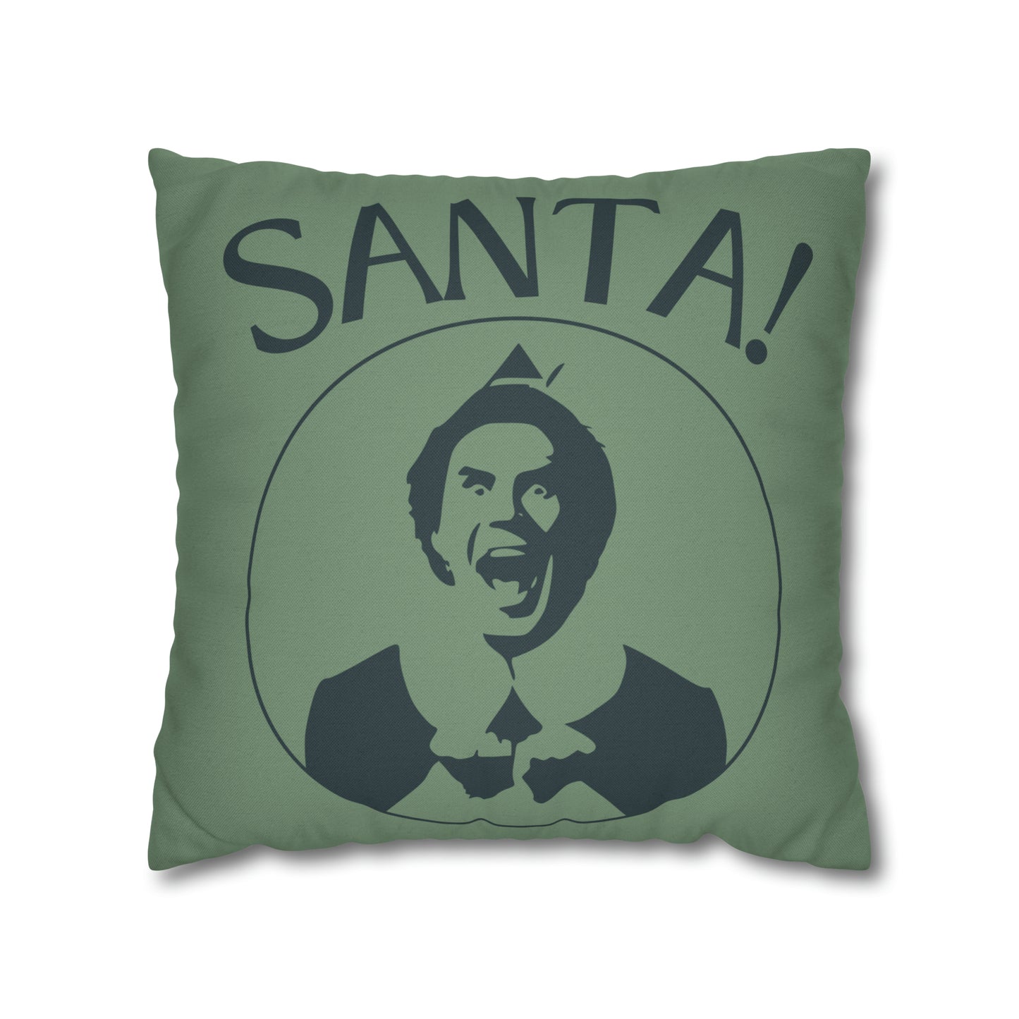 "Santa!" Elf Christmas Pillow Cover, Light Green