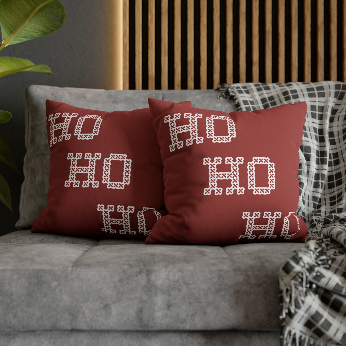 Ho Ho Ho Christmas Pillow Cover, Red