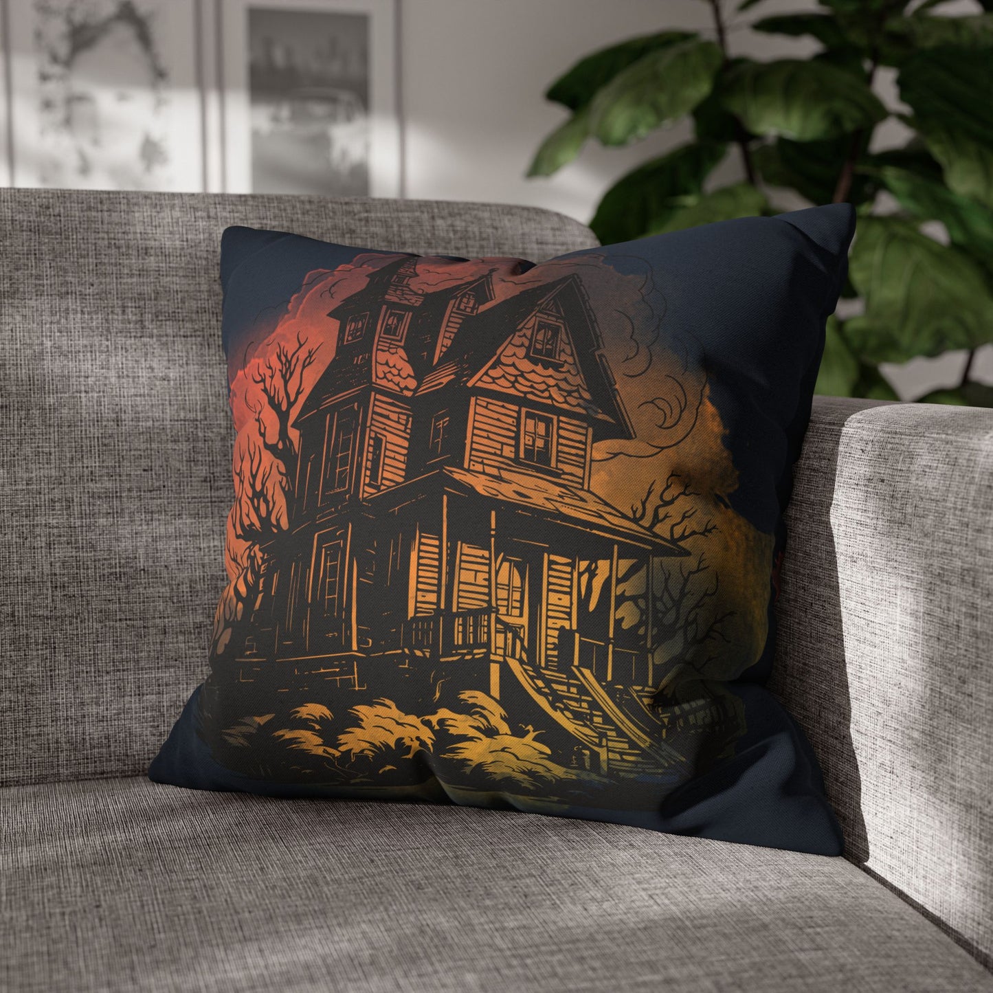 Haunted House 1 - Halloween Pillow Cover