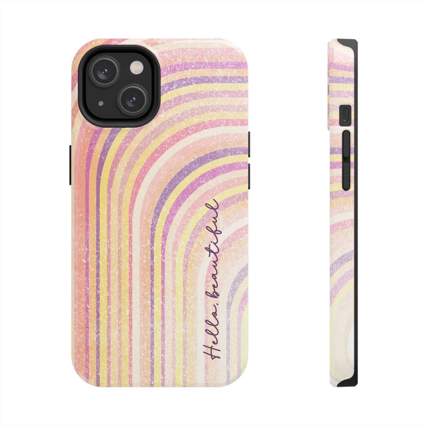 retro style phone case that says hello beautiful