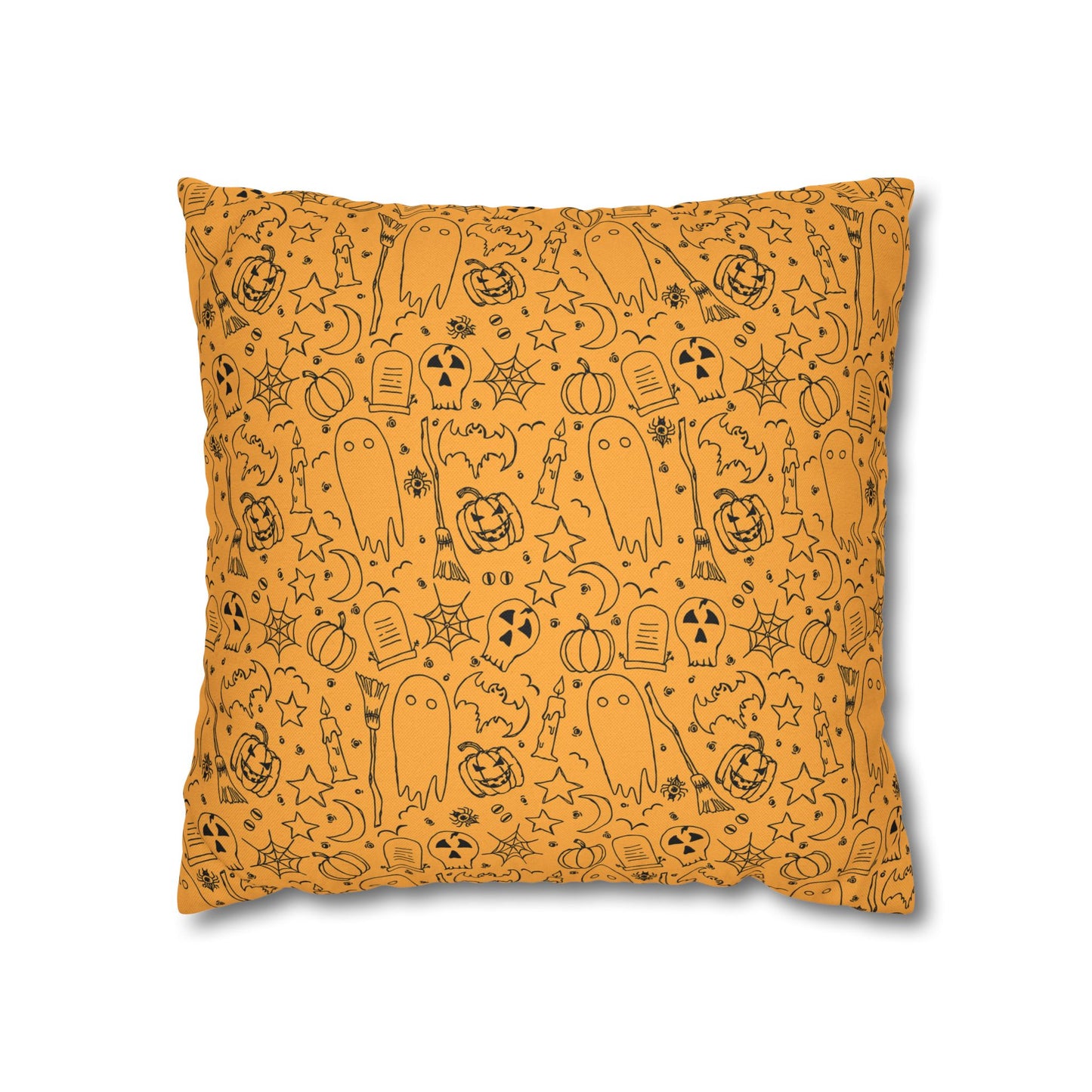 Sketchy Halloween, Orange - Halloween Pillow Cover