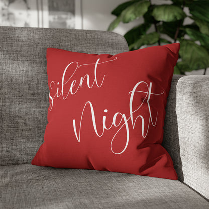 "Silent Night" Christmas Pillow Cover, Red