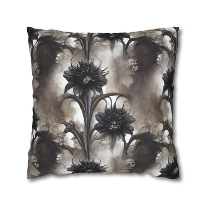 Black Floral - Halloween Pillow Cover