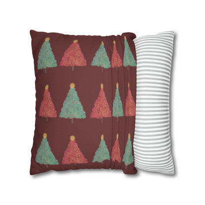 Tree Pattern Christmas Pillow Cover, Maroon