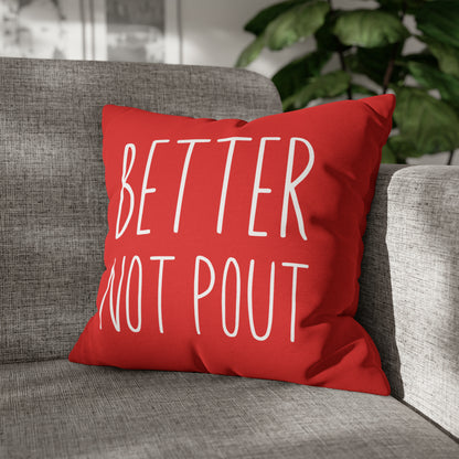 "Better Not Pout" Christmas Pillow Cover, Red