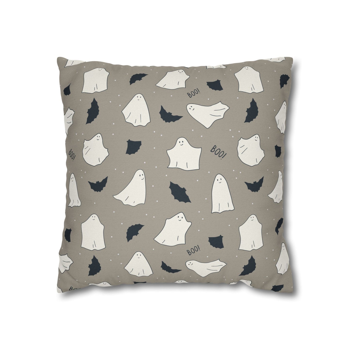 Retro Ghosts, Grey - Halloween Pillow Cover