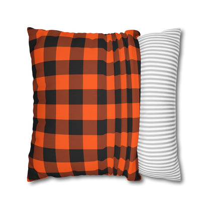 Black & Orange Gingham - Halloween Pillow Cover