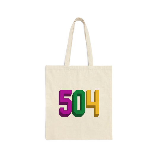 "504" Mardi Gras Cotton Canvas Tote Bag