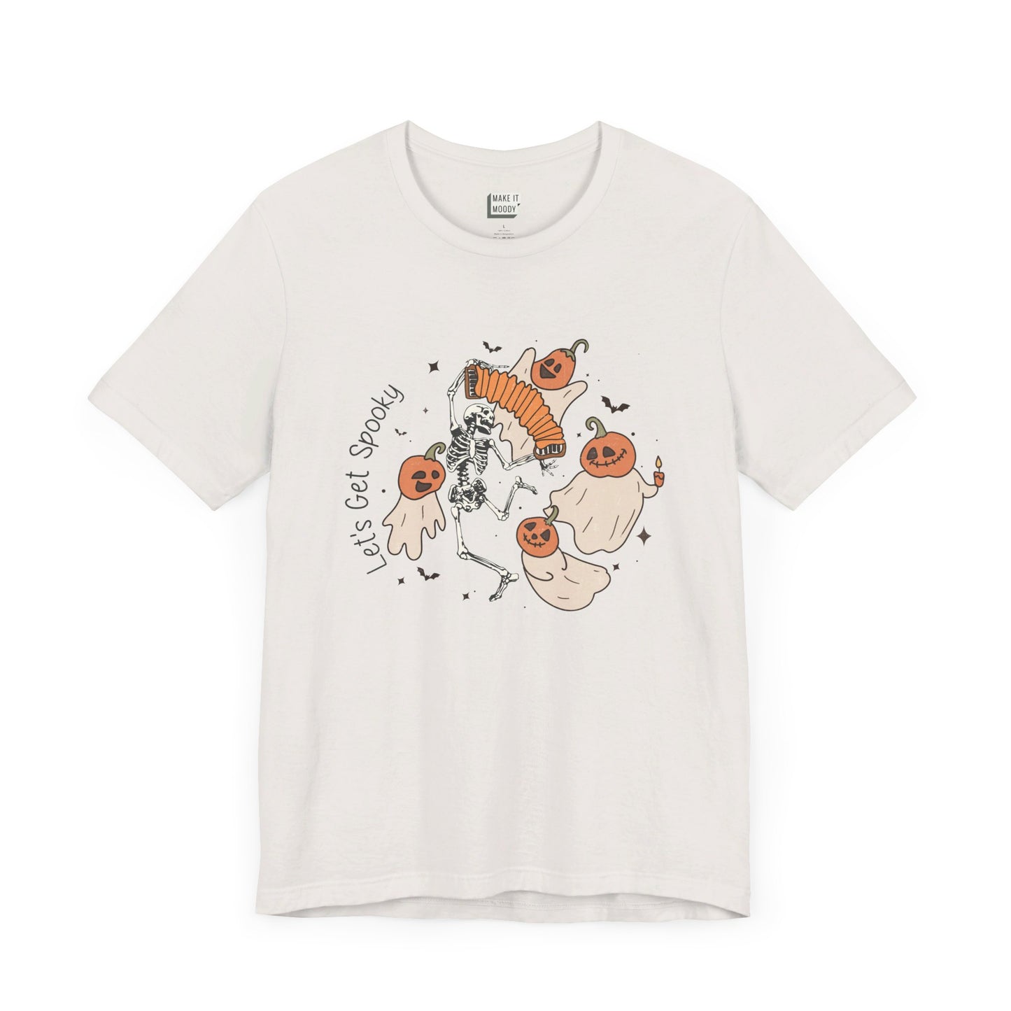 cute retro style halloween t-shirt with the saying let's get spooky