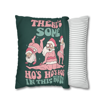 "There's Some Ho's Ho's Ho's in This House" Christmas Pillow Cover, Teal