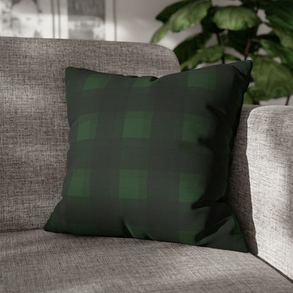 Dark Green Gingham Christmas Pillow Cover