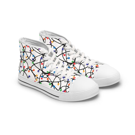 Christmas String Lights - Women's High Top Christmas Sneakers