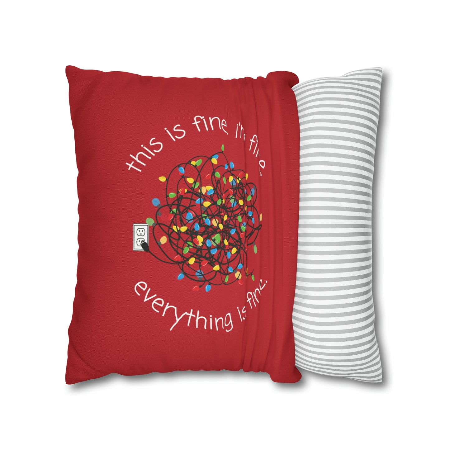 "Everything is Fine" Christmas Pillow Case, Red