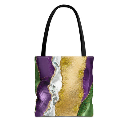 Marble Print Mardi Gras Tote Bag