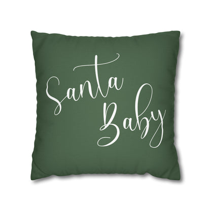 "Santa Baby" Christmas Pillow Cover, Green