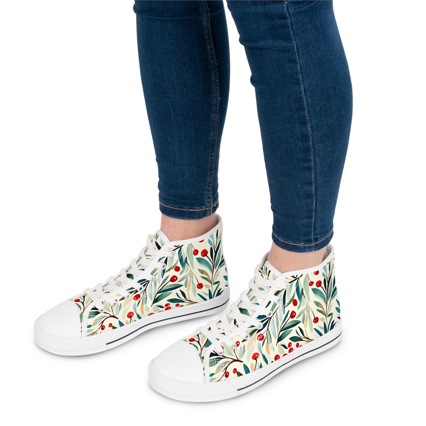 Winter Berry - Women's High Top Christmas Sneakers