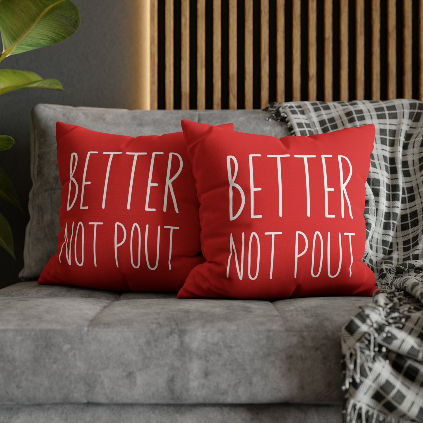 "Better Not Pout" Christmas Pillow Cover, Red