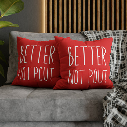 "Better Not Pout" Christmas Pillow Cover, Red