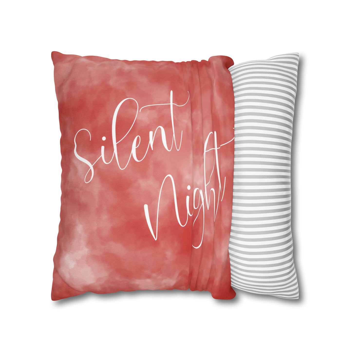 Watercolor Silent Night Christmas Pillow Cover, Red