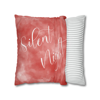 Watercolor Silent Night Christmas Pillow Cover, Red