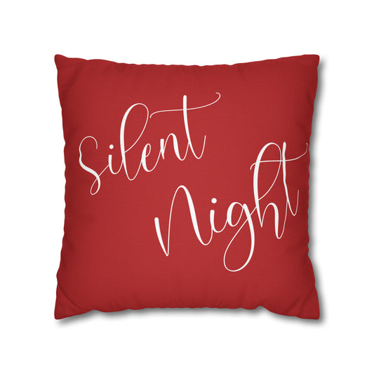 "Silent Night" Christmas Pillow Cover, Red