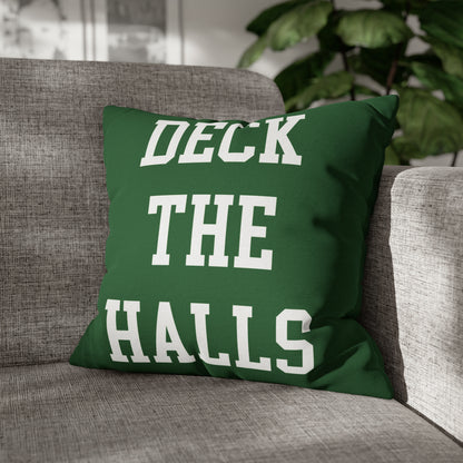 Deck The Halls Christmas Pillow Cover, Green