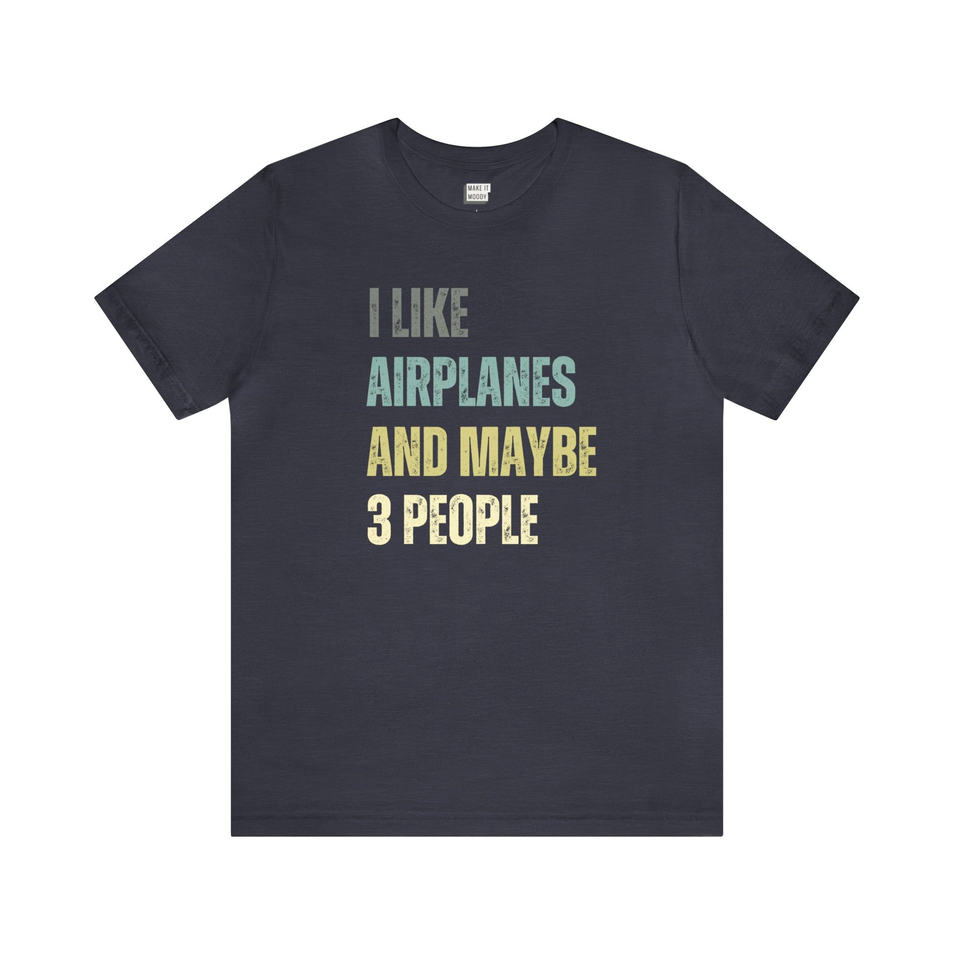 funny pilot t shirt, heather midnight navy