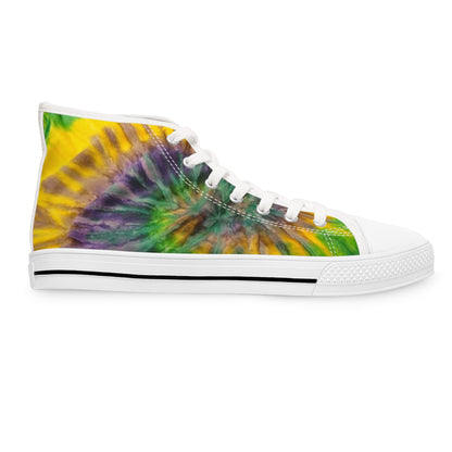 Tie Dye Print Women's High Top Mardi Gras Sneakers