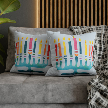 Watercolor Menorah Hanukkah Pillow Cover