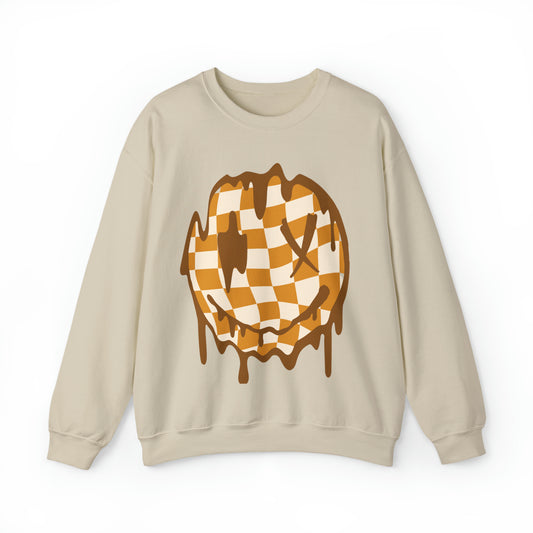 Retro Checkered Smiley Halloween Sweatshirt