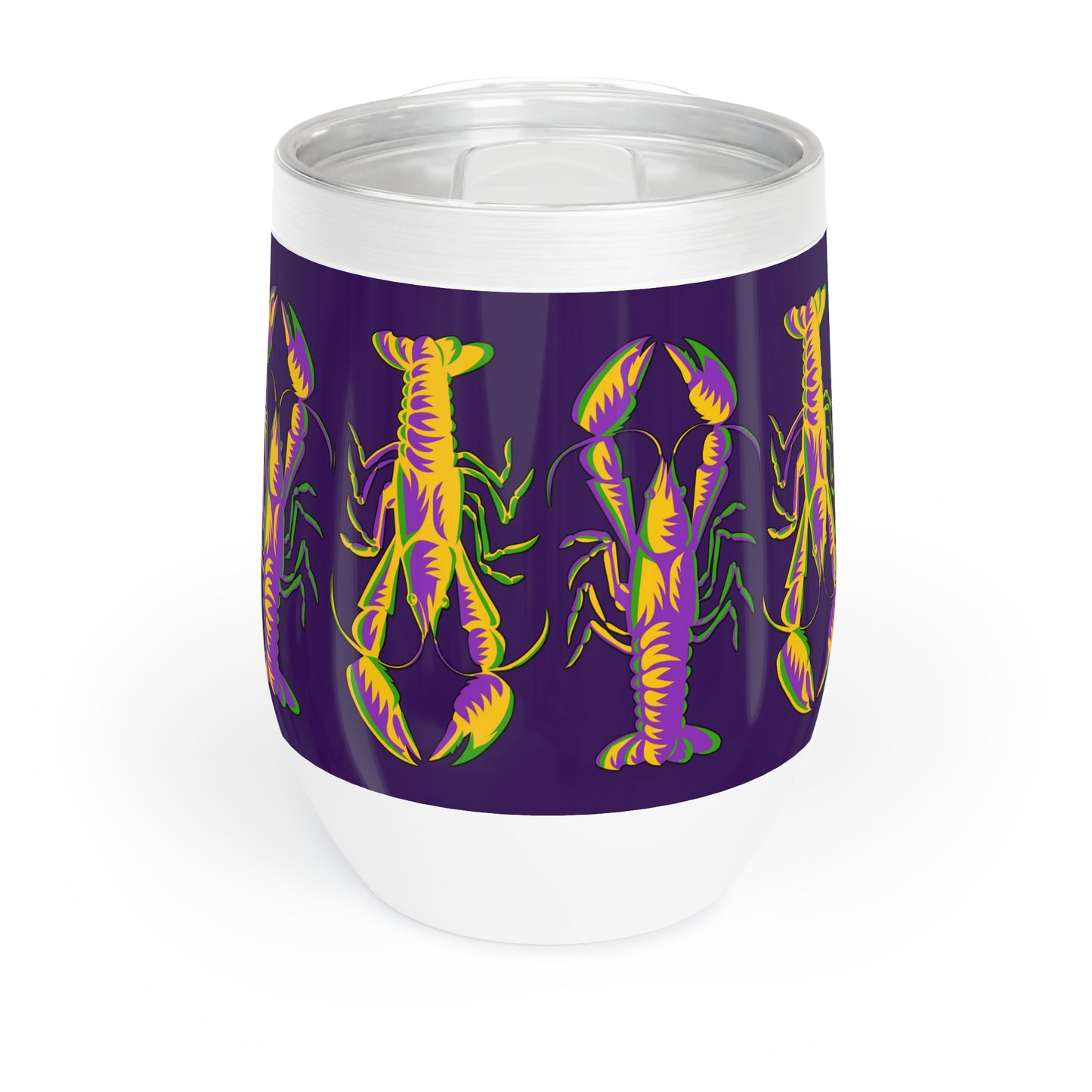 Crawfish Print Mardi Gras Wine Tumbler, 12oz