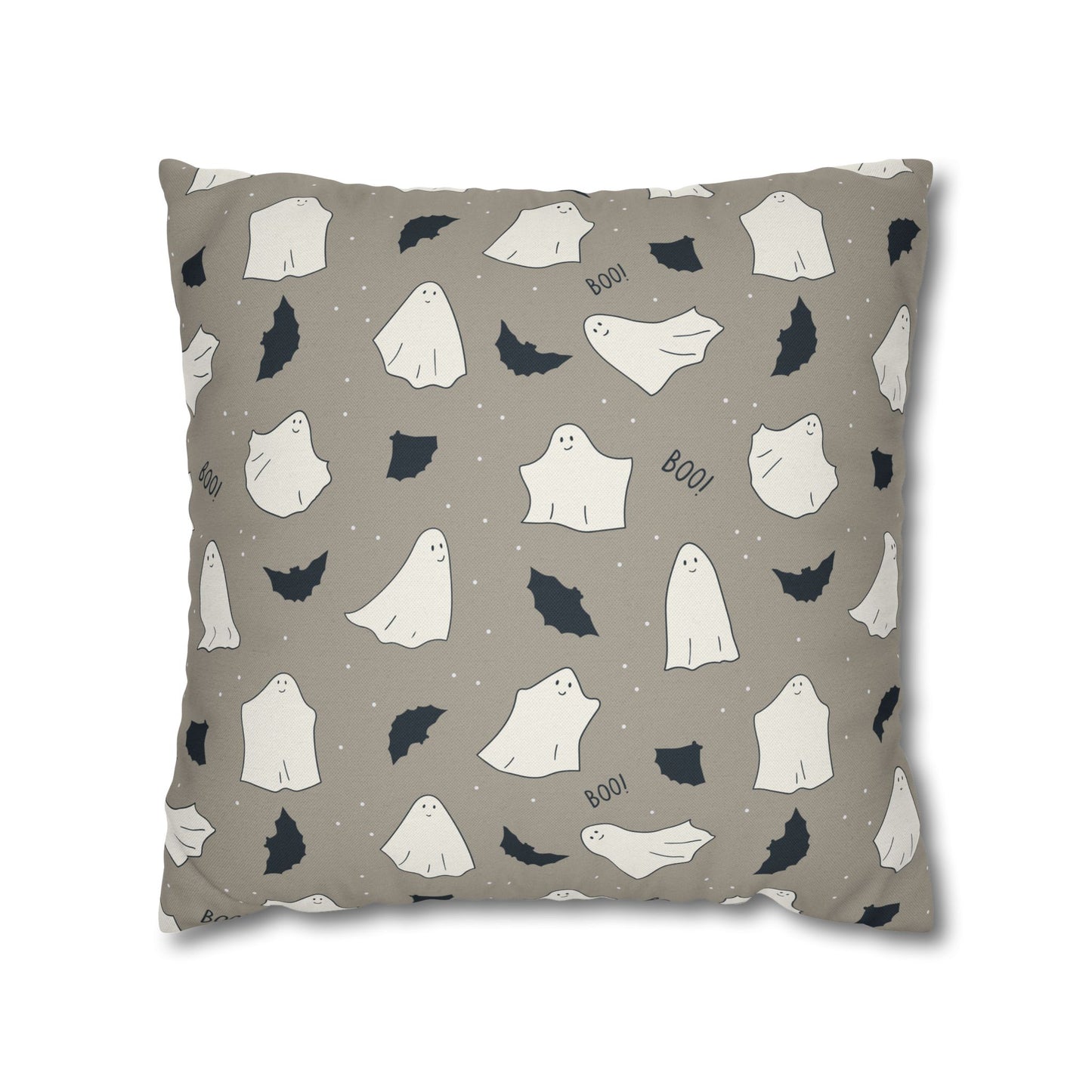 Retro Ghosts, Grey - Halloween Pillow Cover