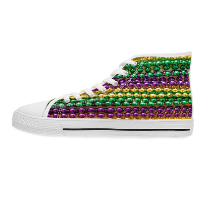 Mardi Gras Bead Print High-Top Sneakers for Women