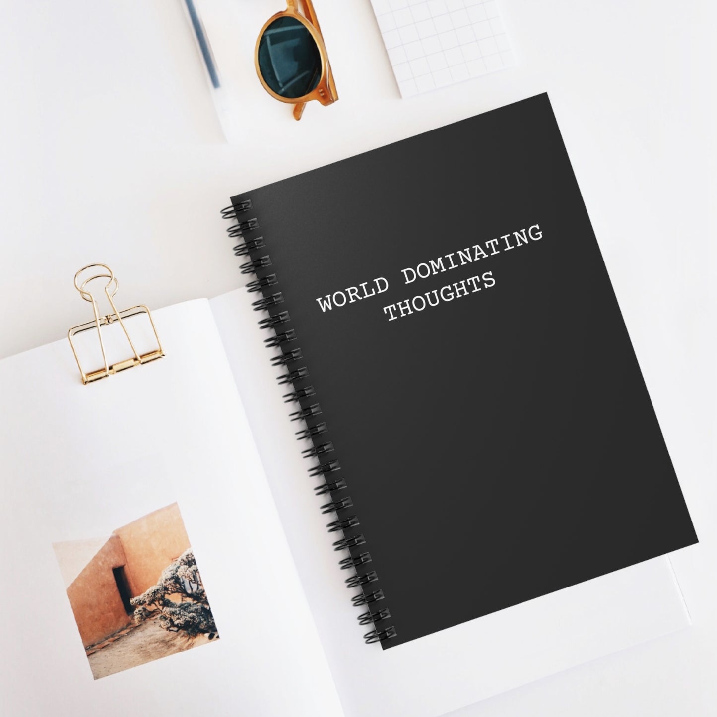 "World Dominating Thoughts" Spiral Lined Notebook